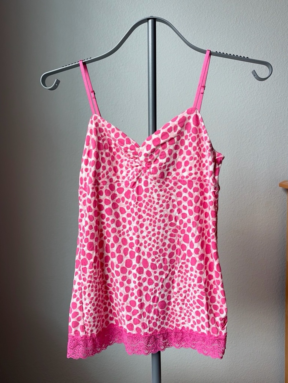 Y2K aerie Pink Spotted Lace-Trim Camisole